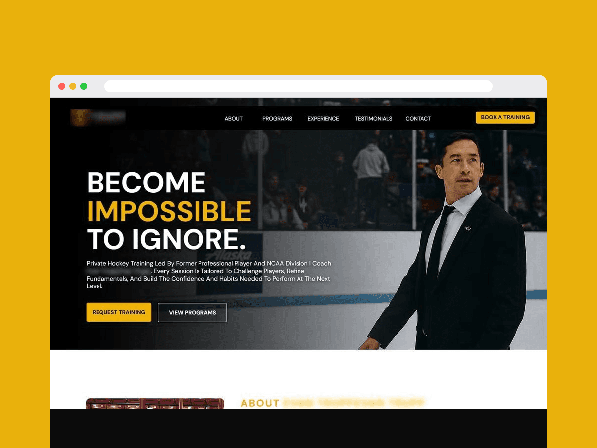 A client website shown on a laptop screen